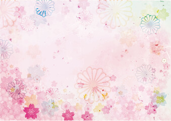 桜の水彩背景素材
