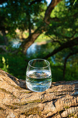 glass of clean water outdoor