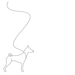 Dog on white background draw, vector illustration	
