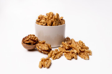 Walnut without shell isolated on white background