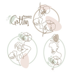 Cotton girl art line for invitation cards 