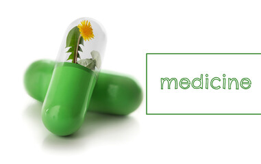 Colorful pills on white background