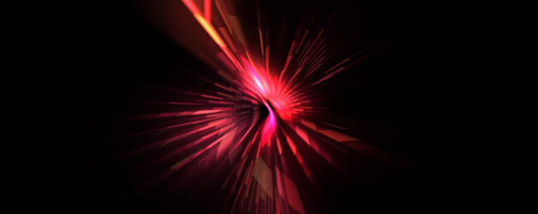 Futuristic lens flare. Light explosion star with glowing particles and lines. Beautiful abstract rays background.