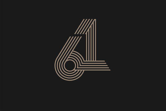 Number 61 Logo, Monogram Number 61 logo multi line style, usable for anniversary and business logos, flat design logo template, vector illustration
