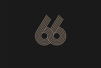 Number 66 Logo, Monogram Number 66 logo multi line style, usable for anniversary and business logos, flat design logo template, vector illustration - obrazy, fototapety, plakaty