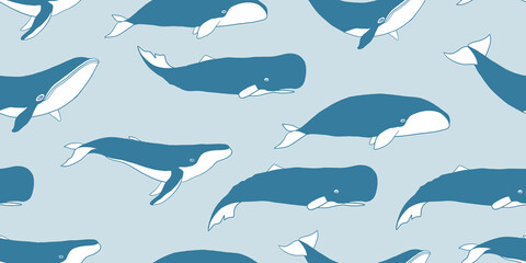 Wild Whales. Seamless Pattern for your design