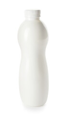 Bottle with dairy product on white background