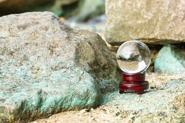 Crystal ball of fortune teller outdoors