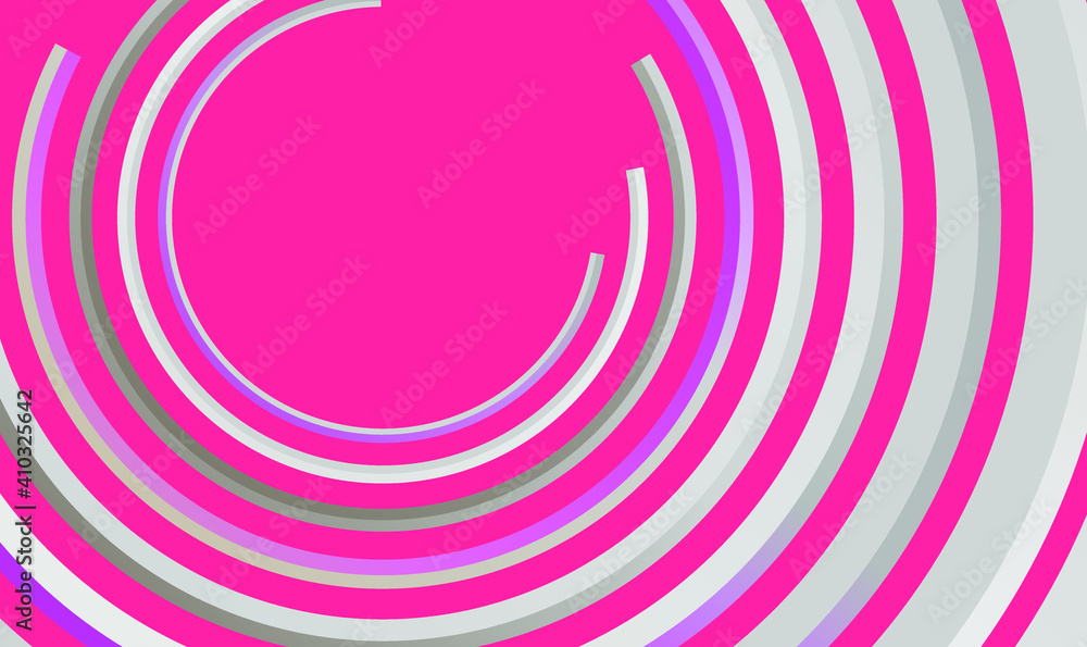Poster abstract 3d geometric circle on pink rose background. modern style design element website or app ban