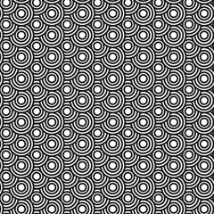 Black and white geometric circle shaped seamless pattern background