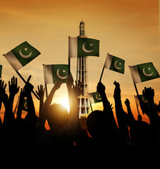 14 August Independence Day Pakistan silhouette people celebrating independence