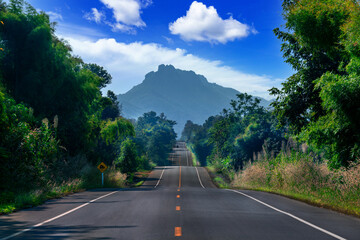 Route 1252 Route to Chae Son Hot Springs in Lampang Province, Thailand.