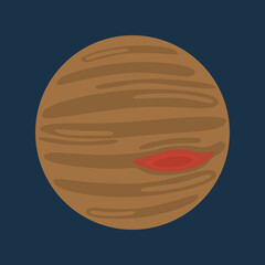 planet jupiter in minimal flat style