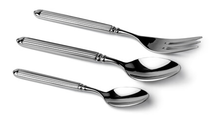 Set of dining cutlery isolated on white background