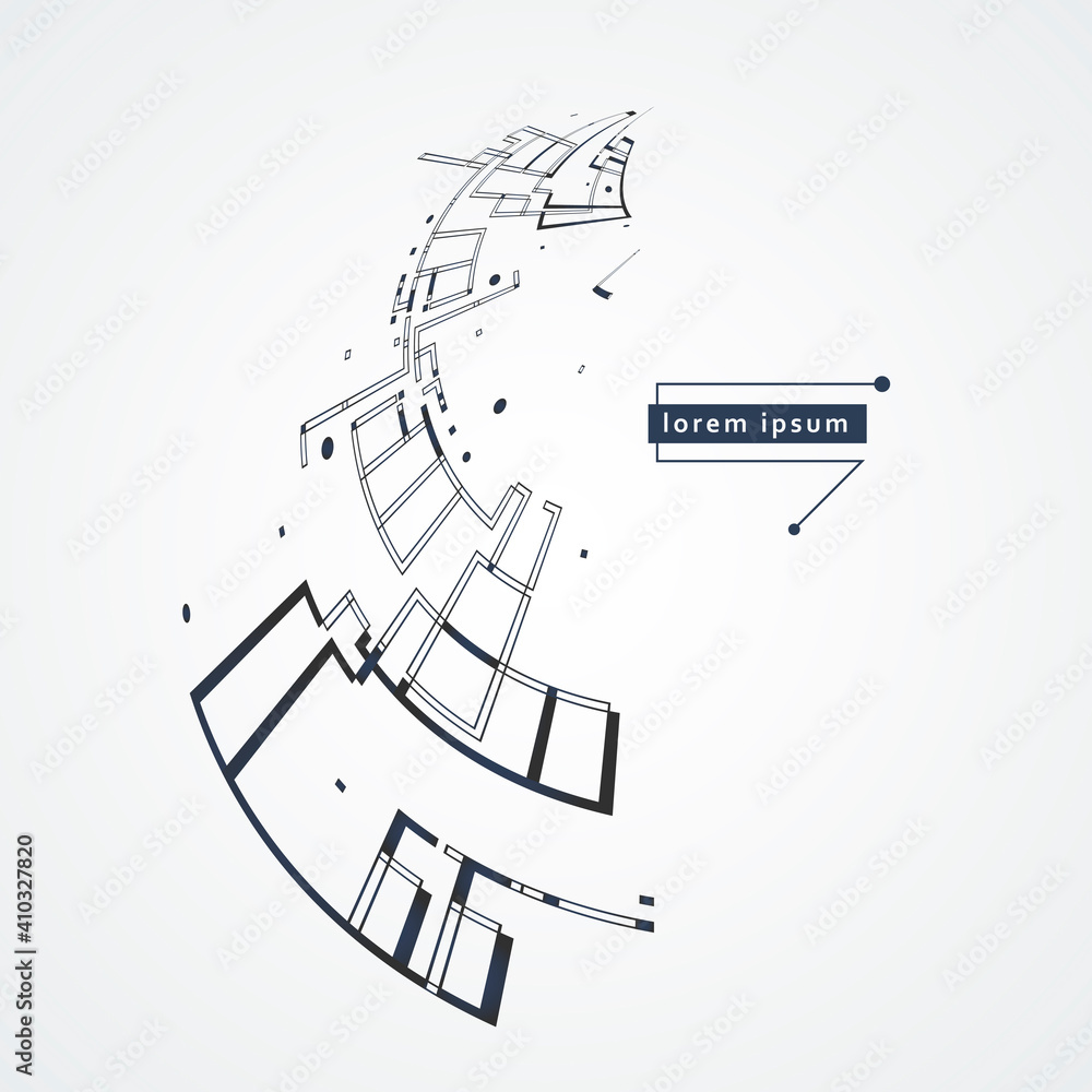 Aufkleber line art abstract rounded shapes for concept design. vector graphic illustration. creative geometric