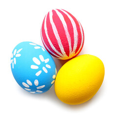 Beautiful Easter eggs on white background