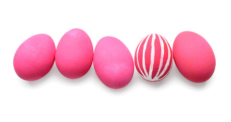 Beautiful Easter eggs on white background
