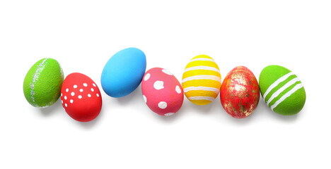 Beautiful Easter eggs on white background