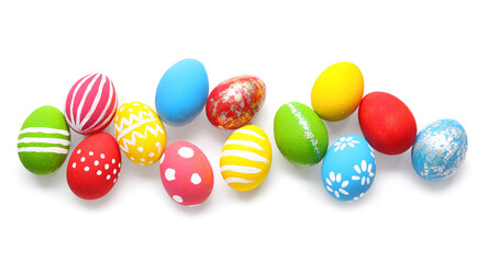 Fototapeta na wymiar Beautiful Easter eggs on white background