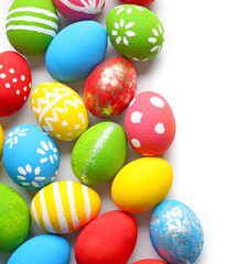 Beautiful Easter eggs on white background