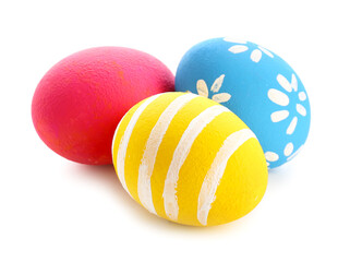 Beautiful Easter eggs on white background