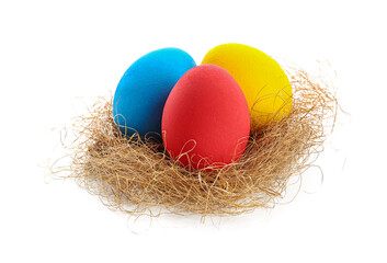Beautiful Easter eggs on white background