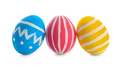 Beautiful Easter eggs on white background