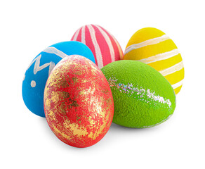 Beautiful Easter eggs on white background