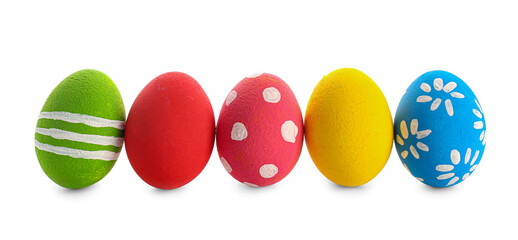 Beautiful Easter eggs on white background