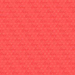 word love and heart shape repeated continuously. vector seamless pattern. pink valentines repetitive background. textile paint. fabric swatch. wrapping paper. continuous print. design template