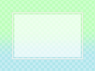 パステルグリーンから水色のグラデーション－市松模様入り－フレーム有り