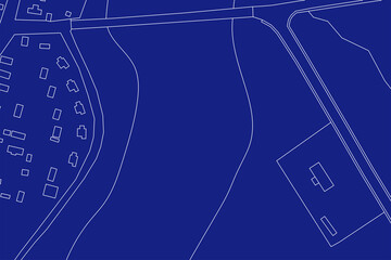 Abstract map. Urban city with river top view. Vector blueprint.
