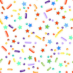 Sprinkles grainy. Seamless Pattern. Cupcake donuts