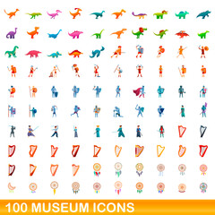 100 museum icons set. Cartoon illustration of 100 museum icons vector set isolated on white background