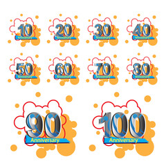 Fototapeta premium set 10, 20, 30, 40, 50, 60, 70, 80, 90, 100 Year Anniversary Vector Template Design Illustration
