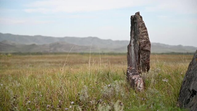 Mounds of the Bronze Age in the steppe in Khakassia