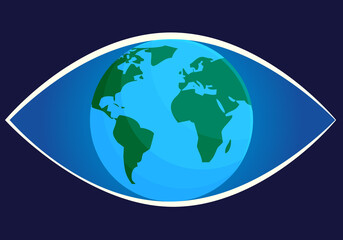 Planeta tierra en ojo azul.