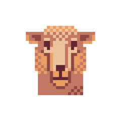 Sheep head pixel art icon lamb animal isolated vector illustration. 8-bit sprite. Design stickers, logo, mobile app, embroidery.