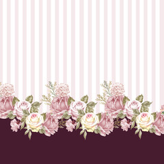 pink and beige flowers.watercolor roses