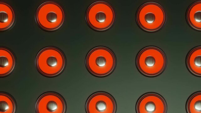 abstract Wall of Neon Glowing concert sound speaker Guitar amps 3D rendering