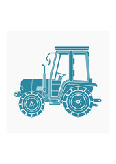 Editable Isolated Side View Flat Monochrome Style Farm Tractor Vector Illustration for Artwork Element of Vehicle or Agriculture Related Design