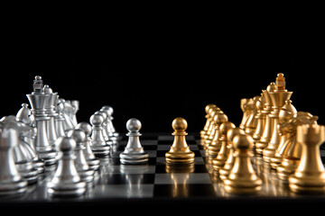 chess board game for ideas and competition and strategy, business success concept