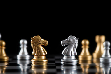 chess board game for ideas and competition and strategy, business success concept