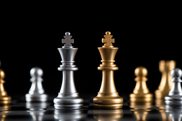 chess board game for ideas and competition and strategy, business success concept