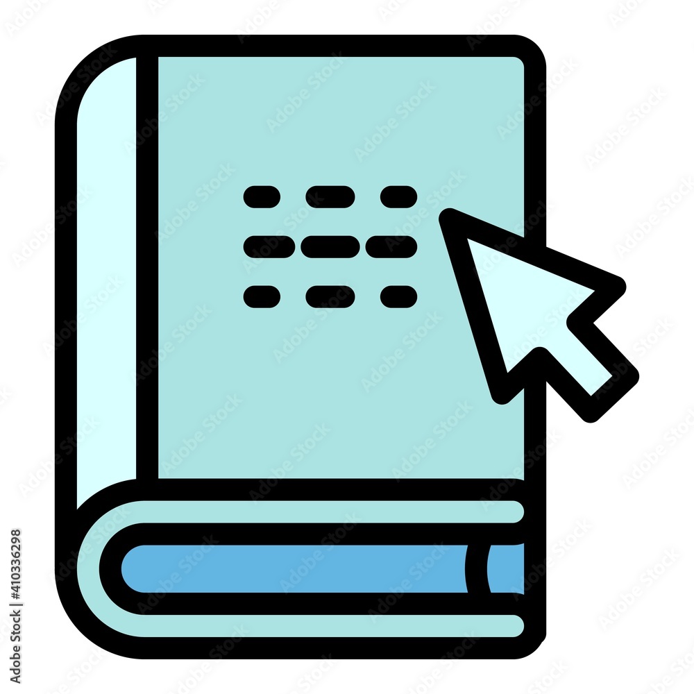 Poster interactive learning online book icon. outline interactive learning online book vector icon for web 