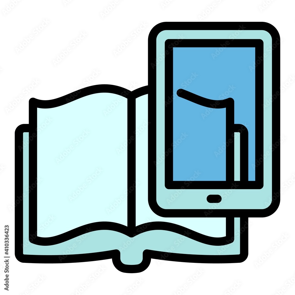 Poster interactive learning book search icon. outline interactive learning book search vector icon for web 