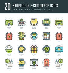 Outline icons set modern vector graphic symbols shopping and commercial concepts