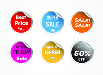 Special offer , best price, black Friday, super sale round Stickers tag design vector