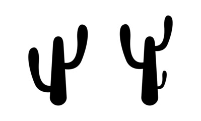 A set of silhouette cactus. Cactus plants in black color.