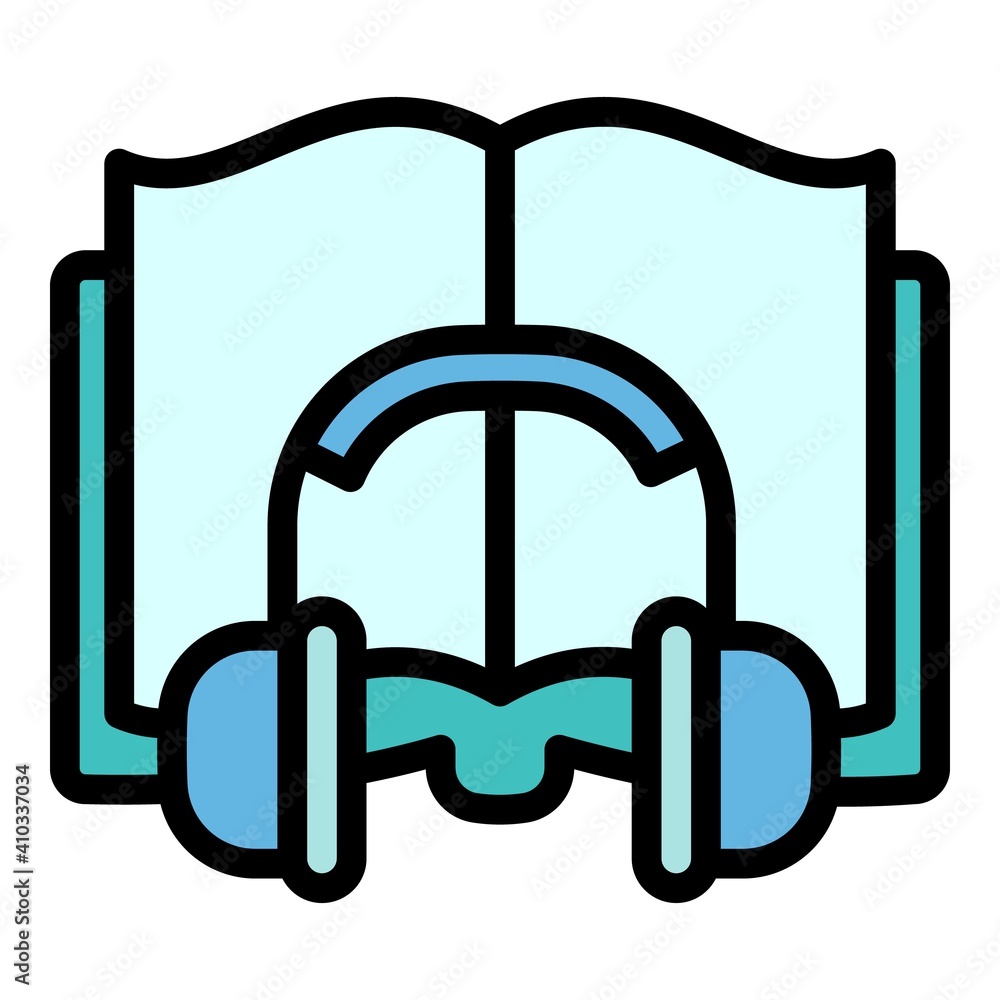 Poster audio book icon. outline audio book vector icon for web design isolated on white background